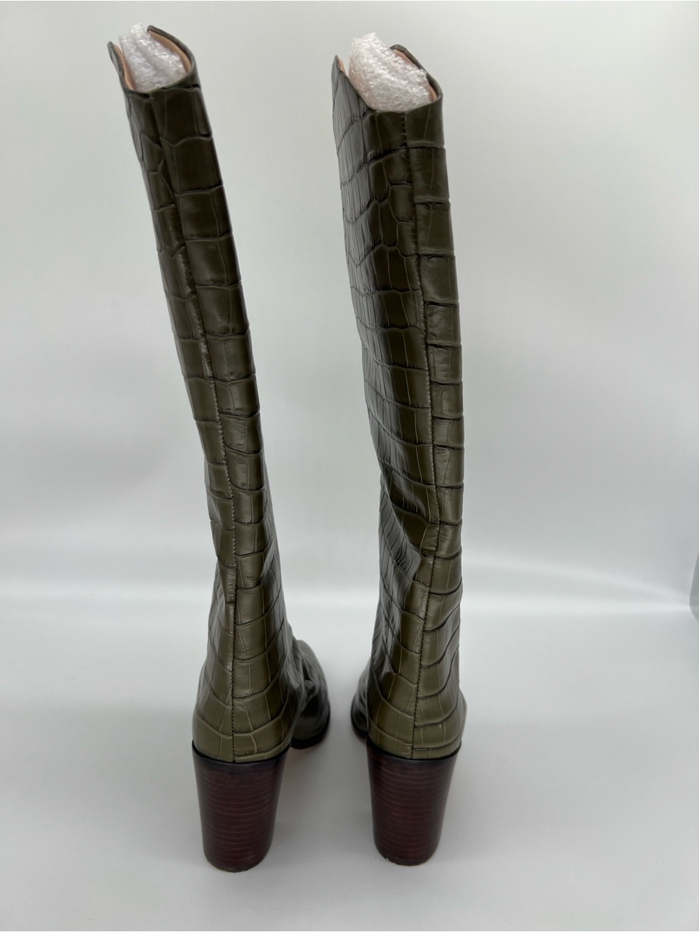 Schutz Maryana Block Crocodile Embossed Leather Boots - Picture 5 of 9